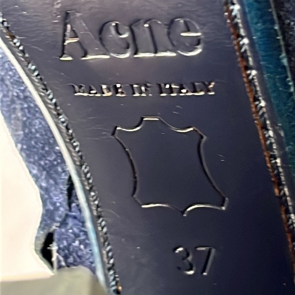 Acne Studios Navy Blue Suede Seamed Side Zip Block Heeled Boots Size EU 37 - Picture 8 of 8